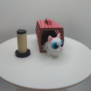 Flexi Articulating Cat Set – 3D Printed Cat, Crate, and Scratching Pole